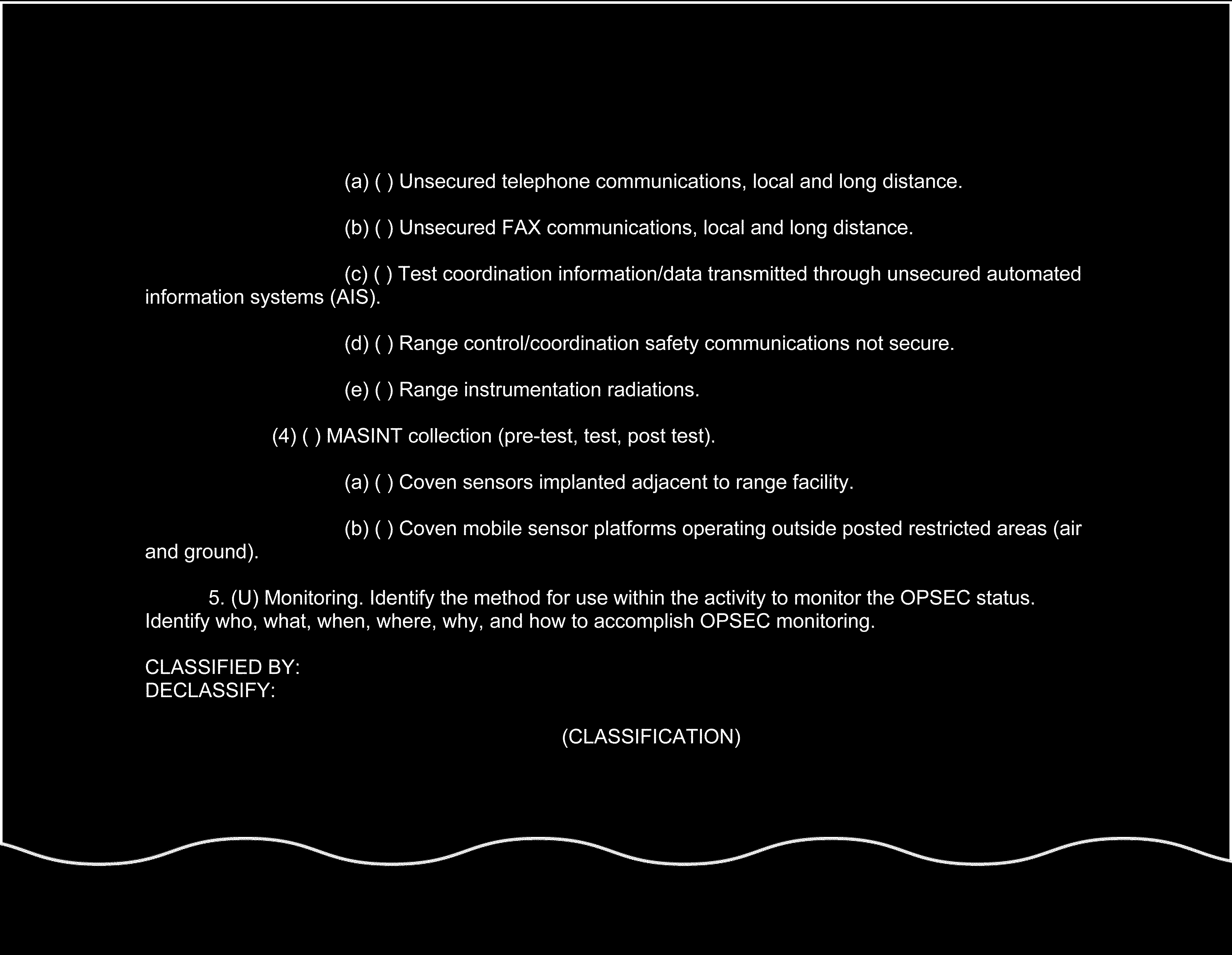 Appendix 1 to OPSEC plan